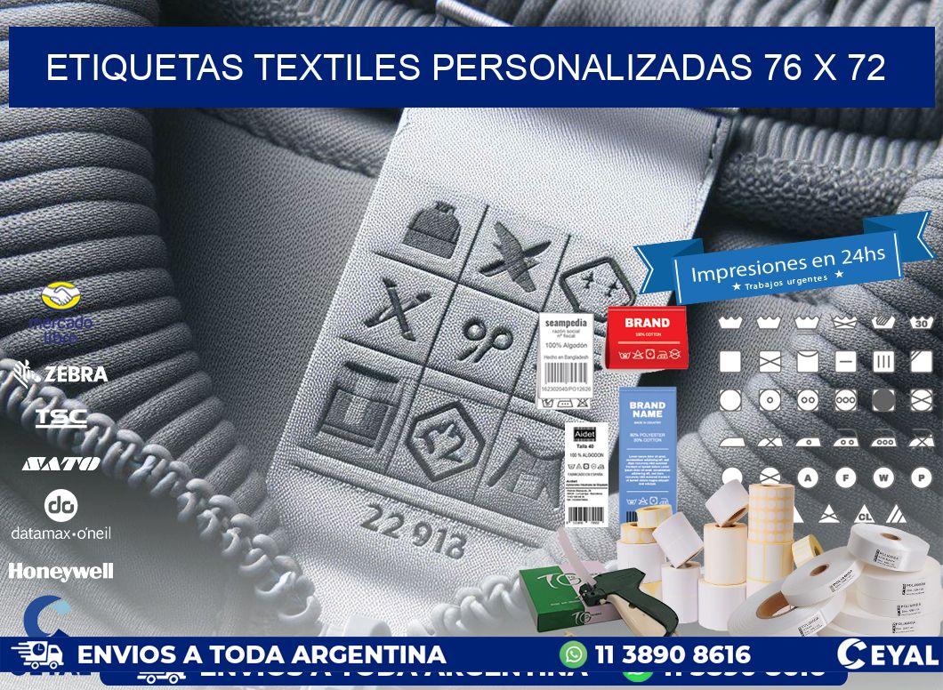 ETIQUETAS TEXTILES PERSONALIZADAS 76 x 72