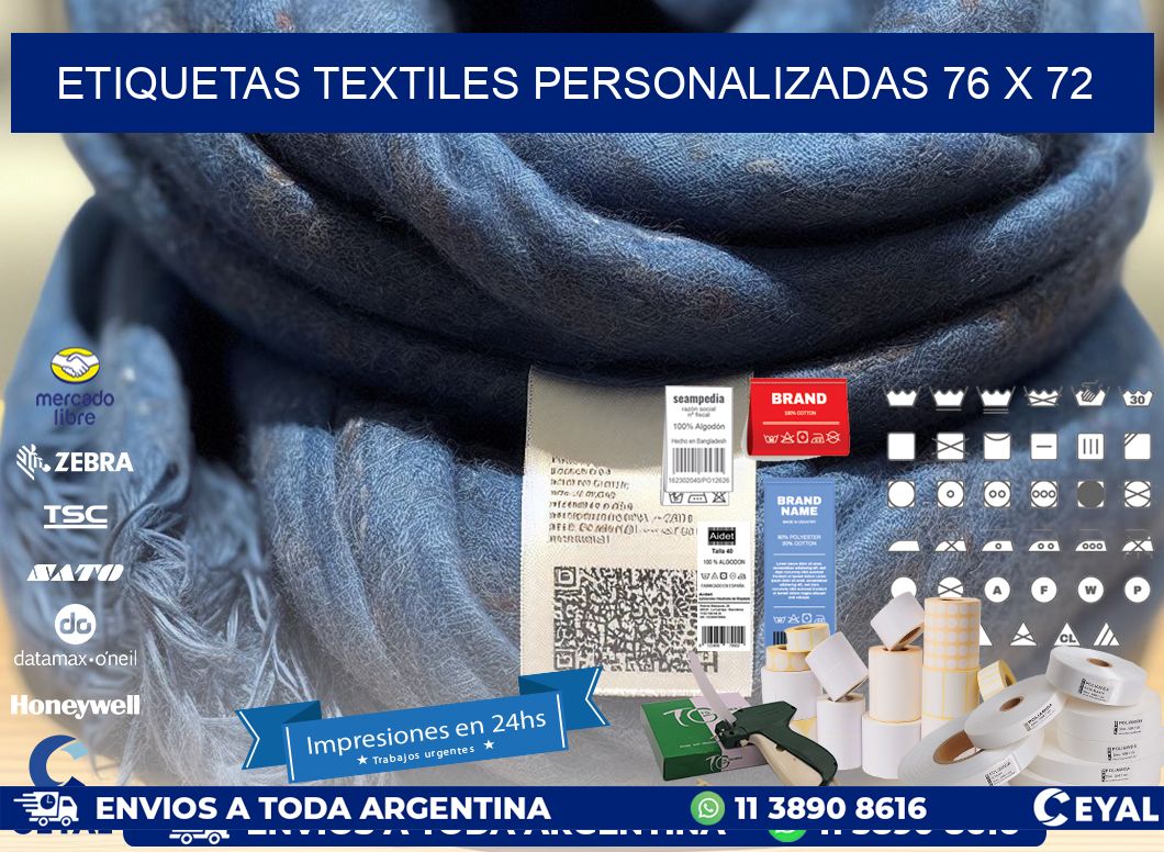 ETIQUETAS TEXTILES PERSONALIZADAS 76 x 72