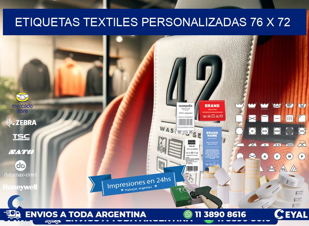 ETIQUETAS TEXTILES PERSONALIZADAS 76 x 72