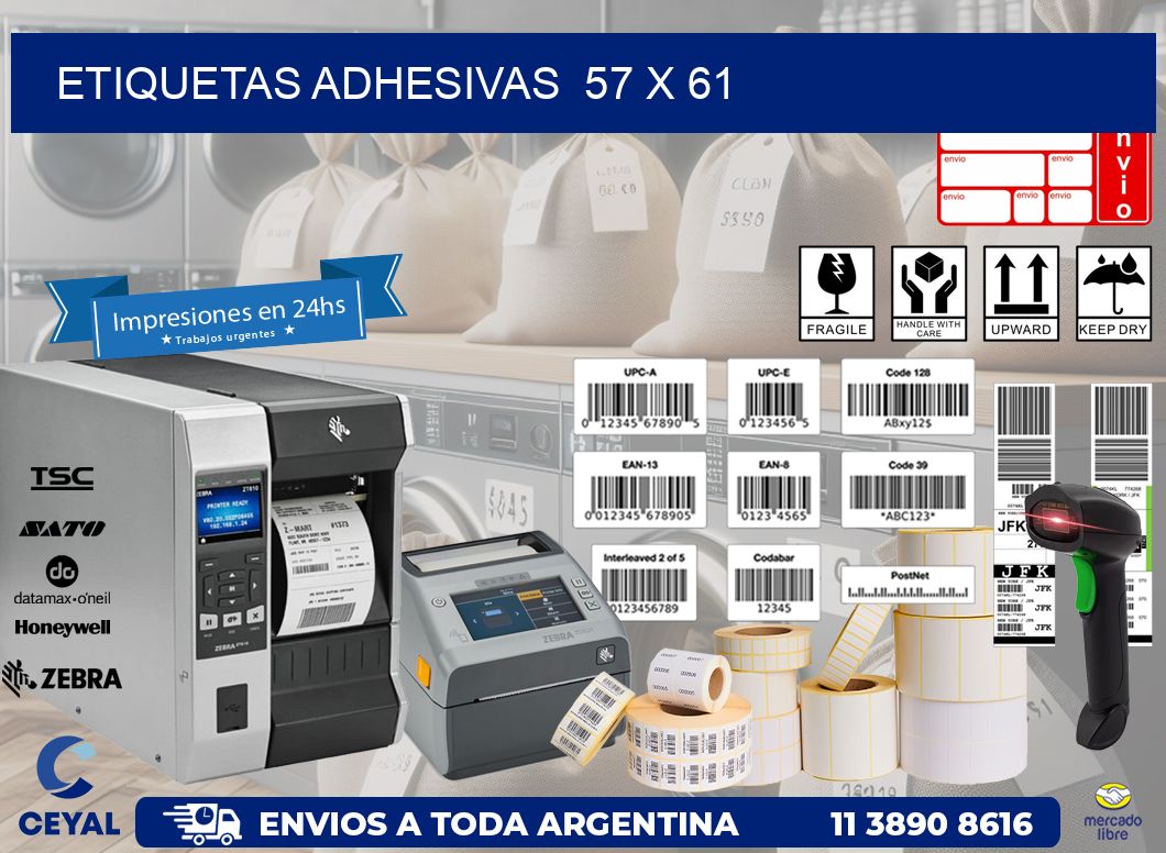 ETIQUETAS ADHESIVAS  57 x 61