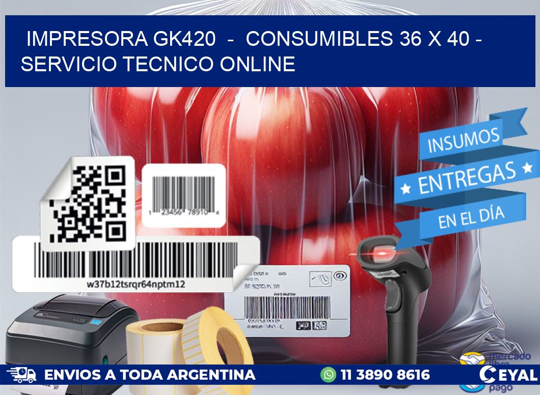 IMPRESORA GK420  -  CONSUMIBLES 36 x 40 - SERVICIO TECNICO ONLINE