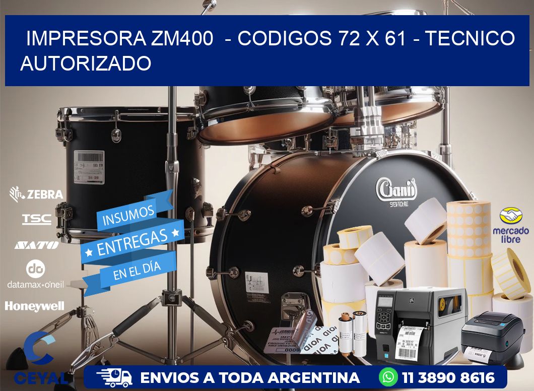 IMPRESORA ZM400  - CODIGOS 72 x 61 - TECNICO AUTORIZADO