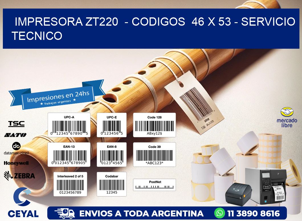 IMPRESORA ZT220  - CODIGOS  46 x 53 - SERVICIO TECNICO