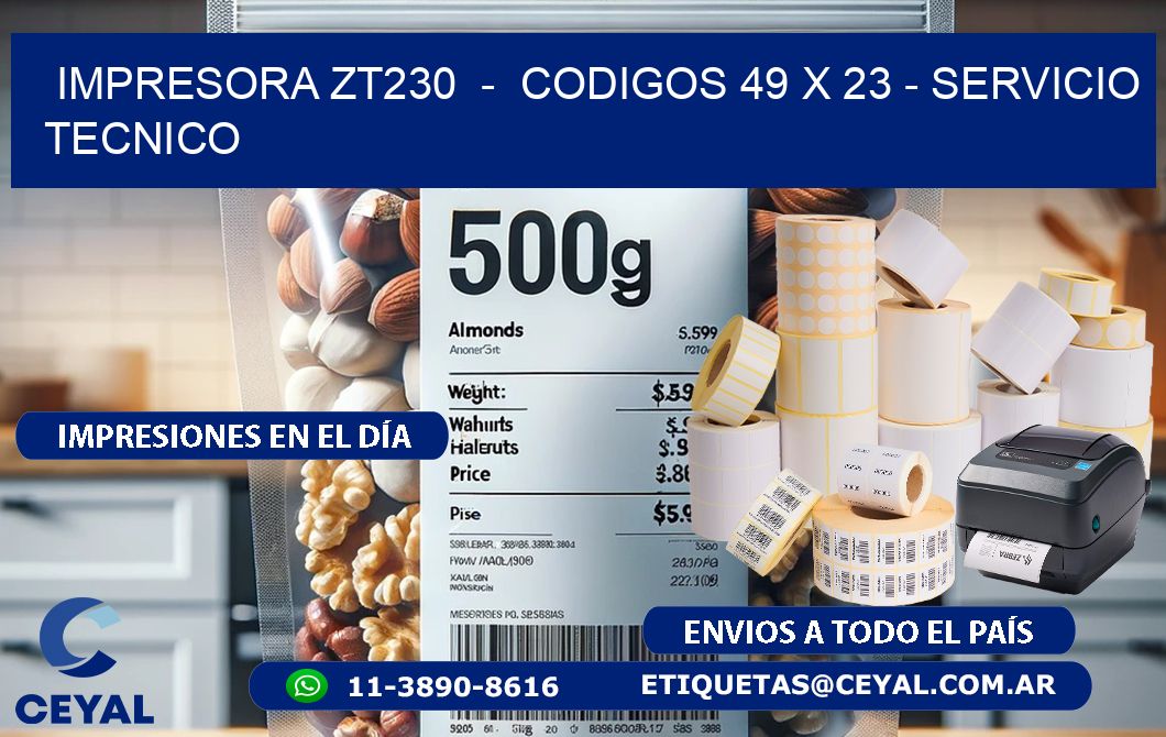 IMPRESORA ZT230 - CODIGOS 49 x 23 - SERVICIO TECNICO