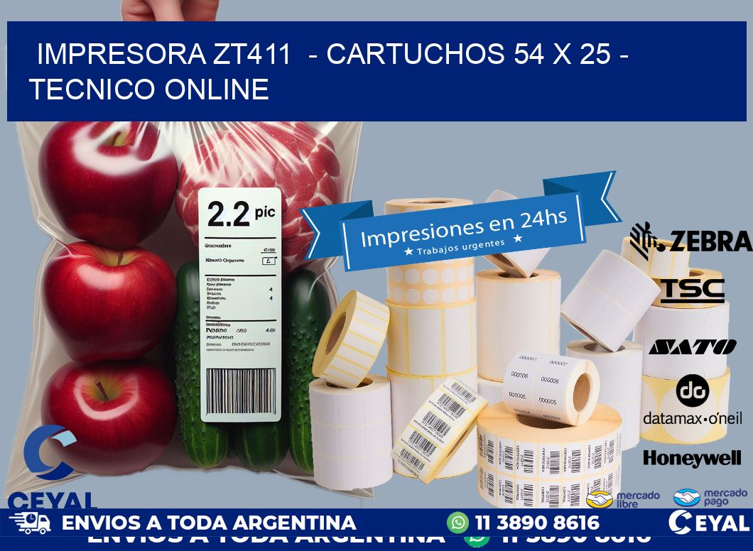 IMPRESORA ZT411  - CARTUCHOS 54 x 25 - TECNICO ONLINE