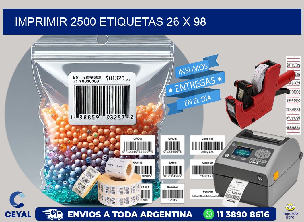IMPRIMIR 2500 ETIQUETAS 26 x 98