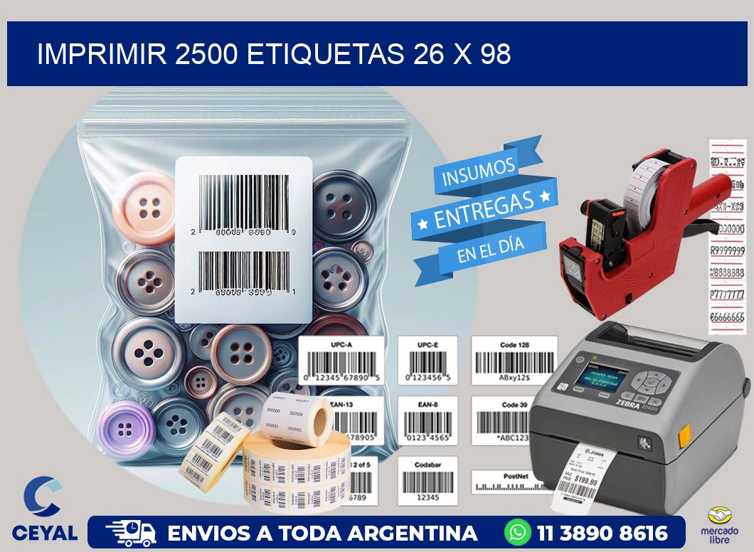 IMPRIMIR 2500 ETIQUETAS 26 x 98