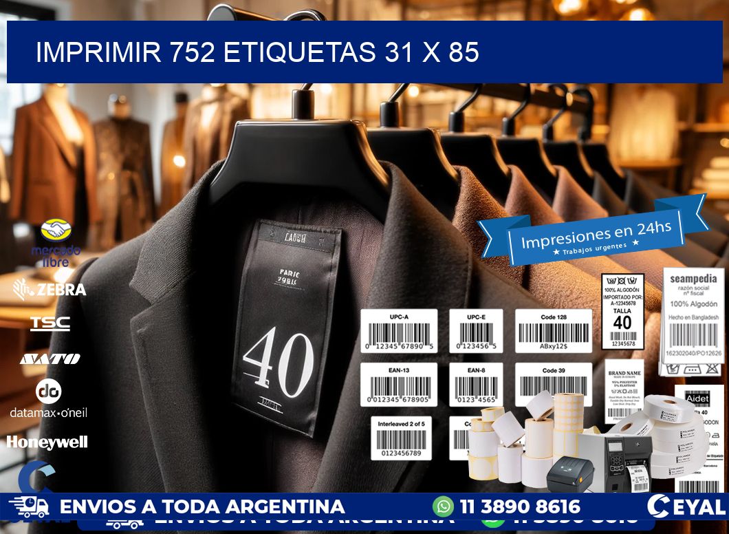IMPRIMIR 752 ETIQUETAS 31 x 85