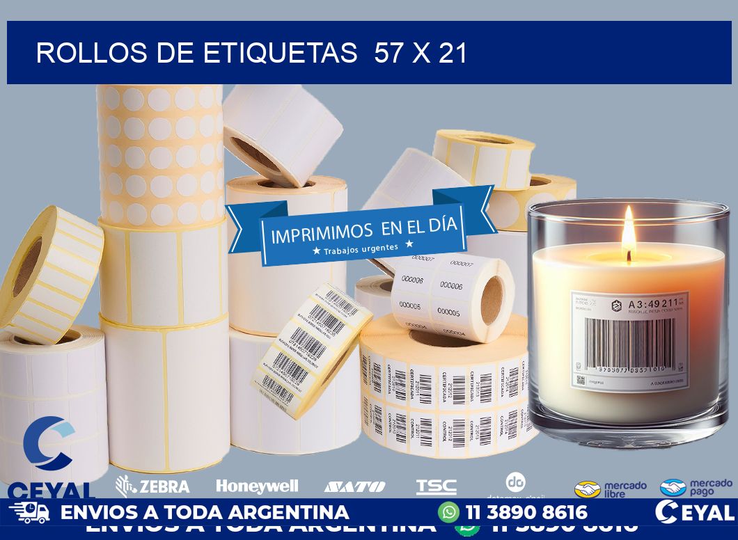 ROLLOS DE ETIQUETAS  57 x 21