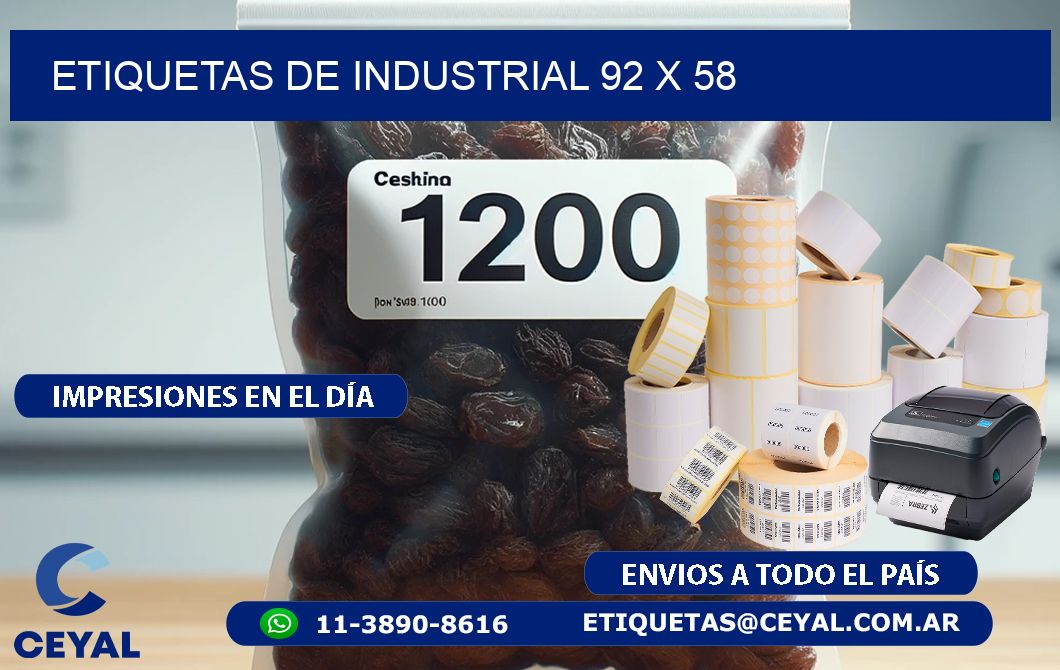 etiquetas de industrial 92 x 58