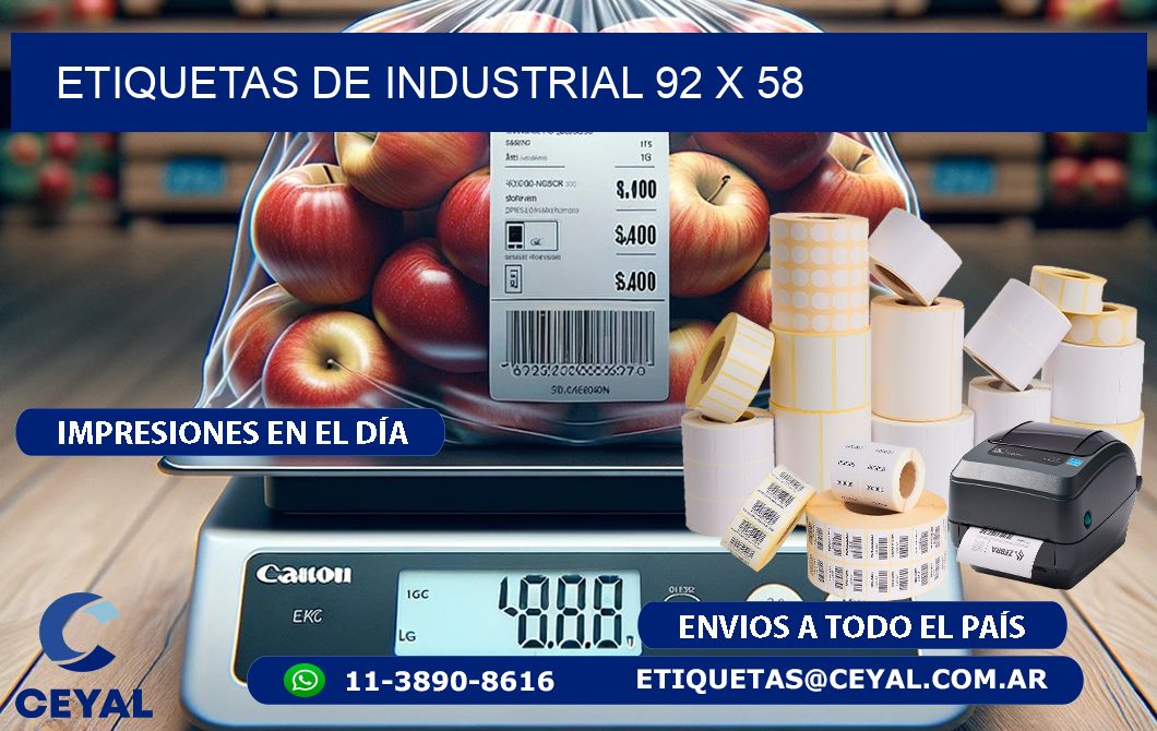 etiquetas de industrial 92 x 58
