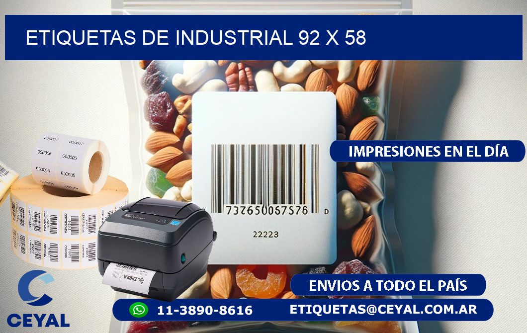 etiquetas de industrial 92 x 58