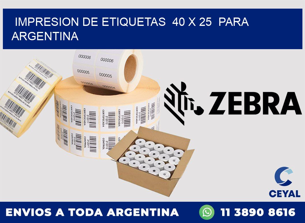 impresion de etiquetas  40 x 25  para argentina