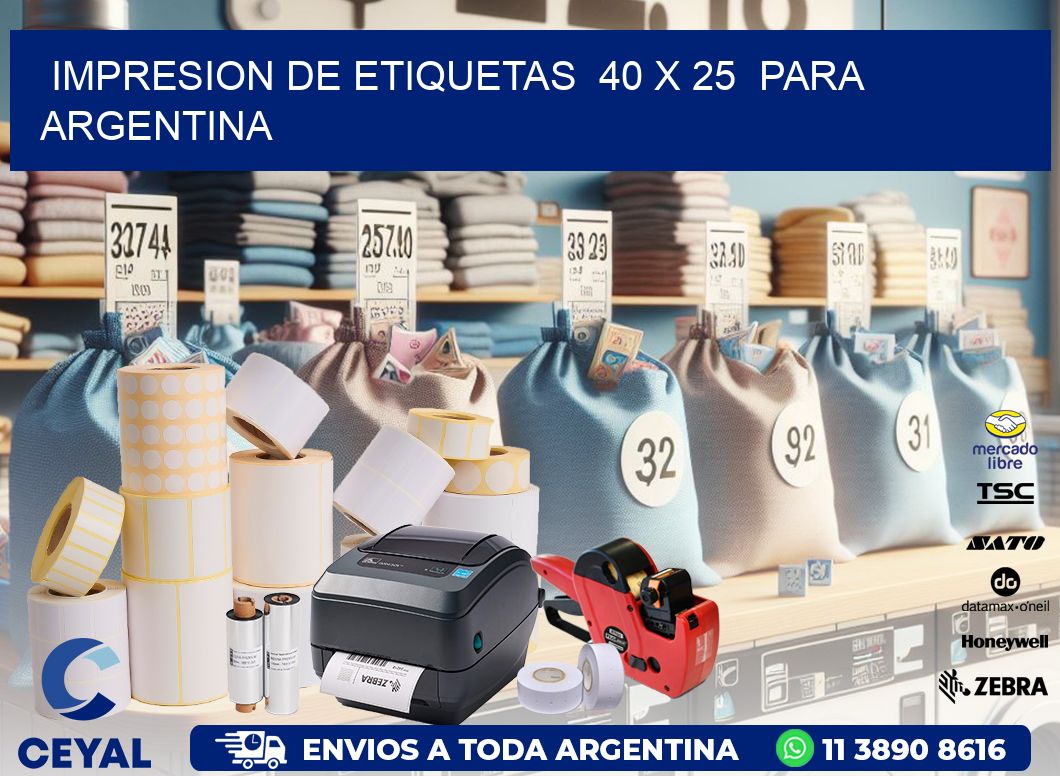 impresion de etiquetas  40 x 25  para argentina