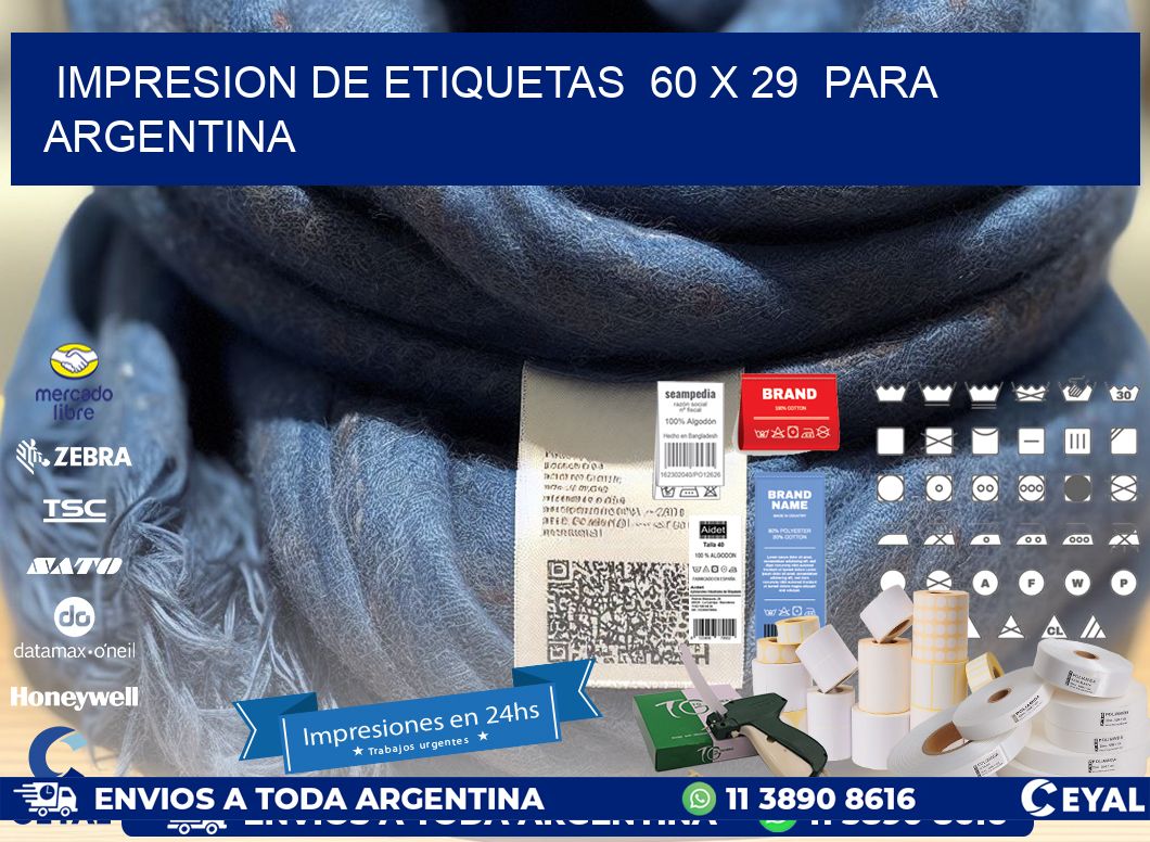 impresion de etiquetas  60 x 29  para argentina