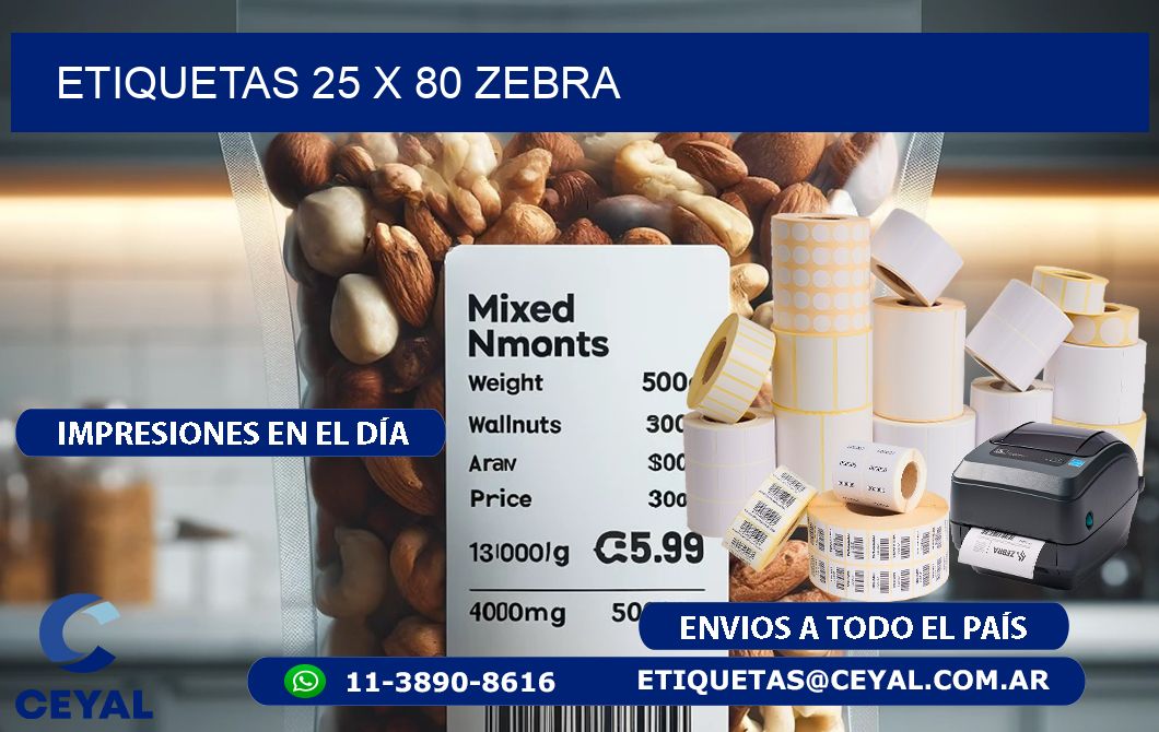 ETIQUETAS 25 x 80 ZEBRA