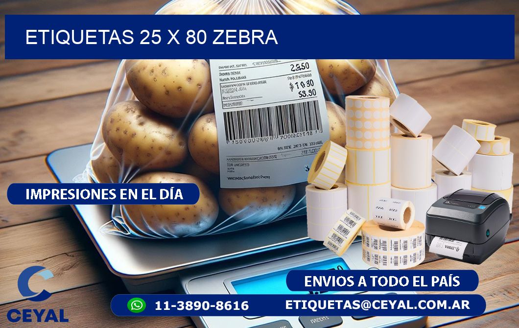 ETIQUETAS 25 x 80 ZEBRA