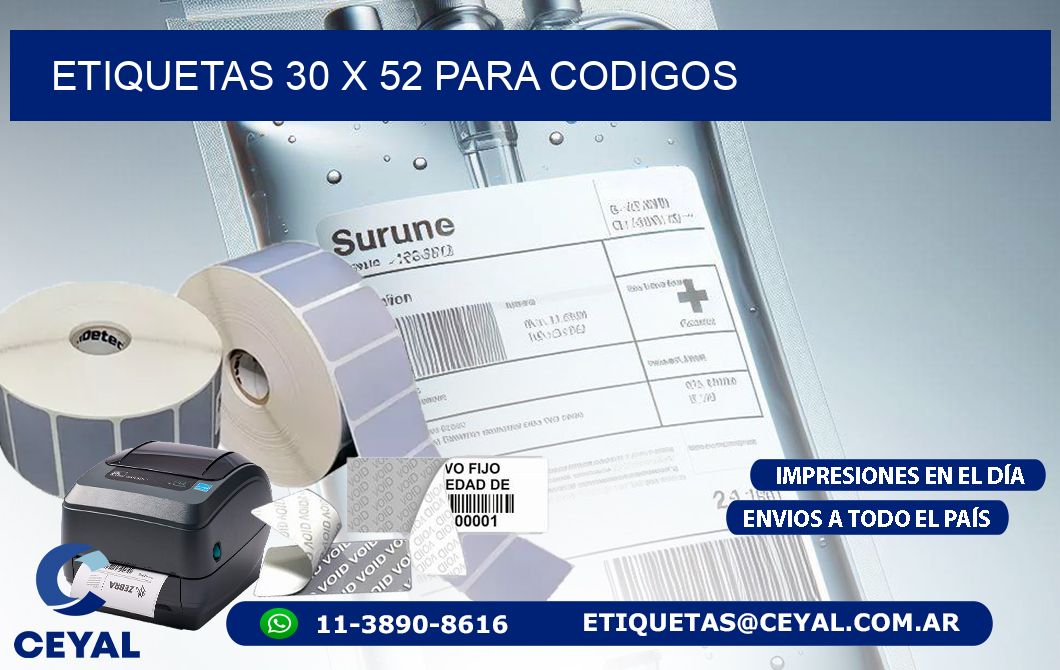 ETIQUETAS 30 x 52 PARA CODIGOS