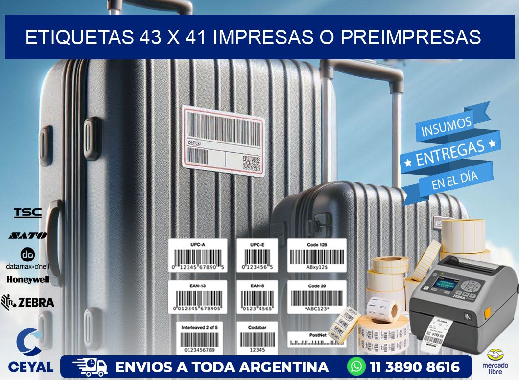 ETIQUETAS 43 x 41 IMPRESAS O PREIMPRESAS