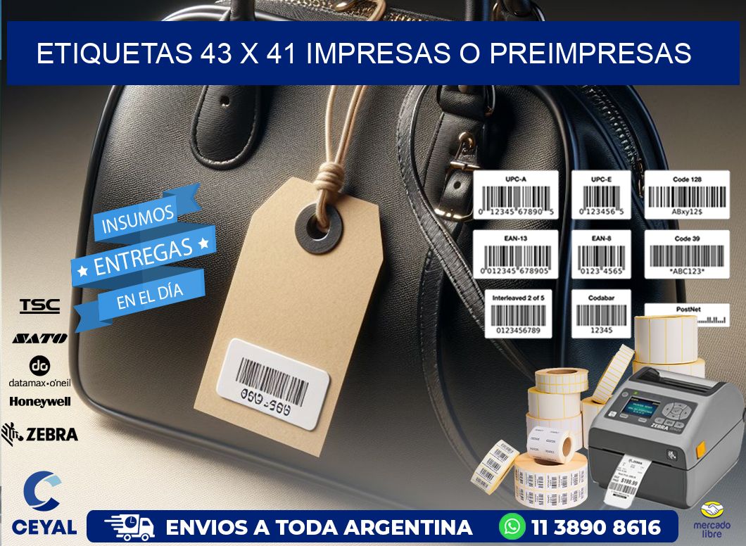 ETIQUETAS 43 x 41 IMPRESAS O PREIMPRESAS