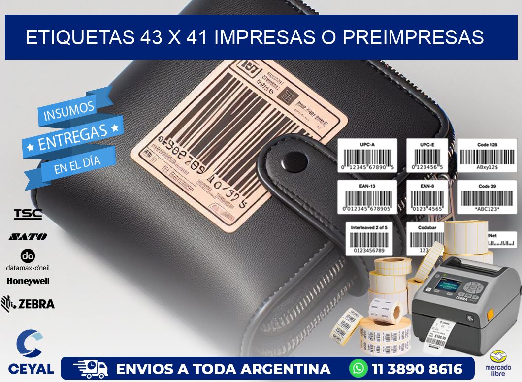 ETIQUETAS 43 x 41 IMPRESAS O PREIMPRESAS