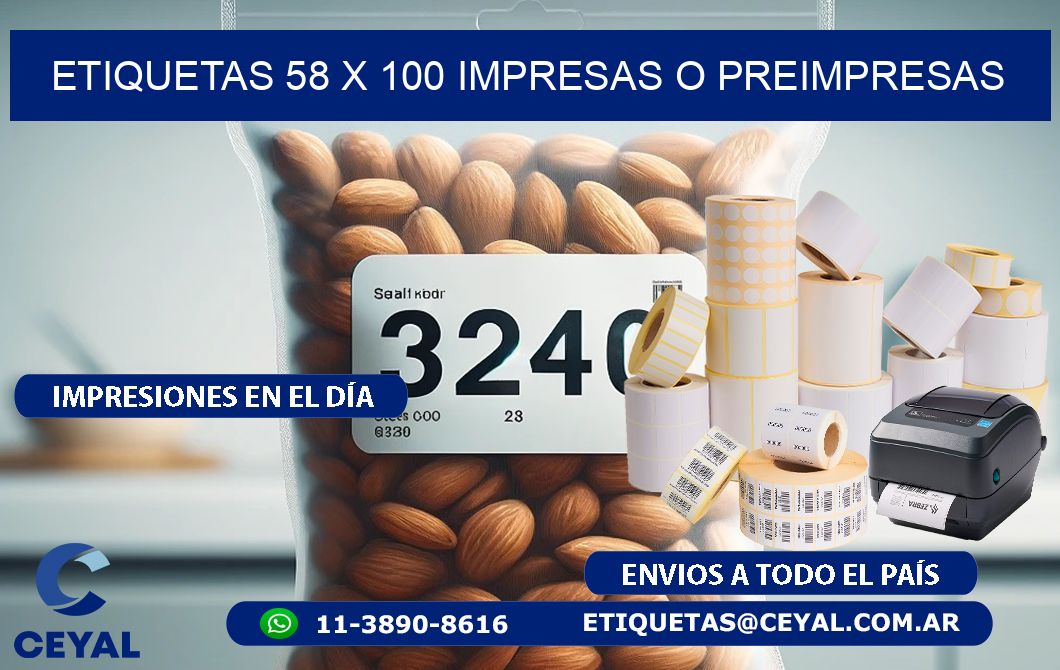 ETIQUETAS 58 x 100 IMPRESAS O PREIMPRESAS