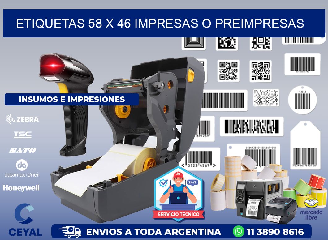 ETIQUETAS 58 x 46 IMPRESAS O PREIMPRESAS