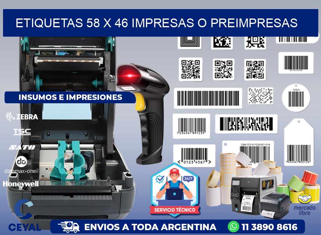 ETIQUETAS 58 x 46 IMPRESAS O PREIMPRESAS