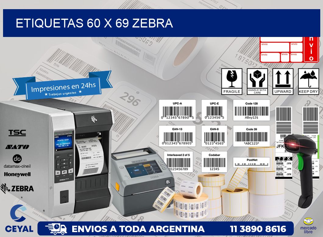 ETIQUETAS 60 x 69 ZEBRA