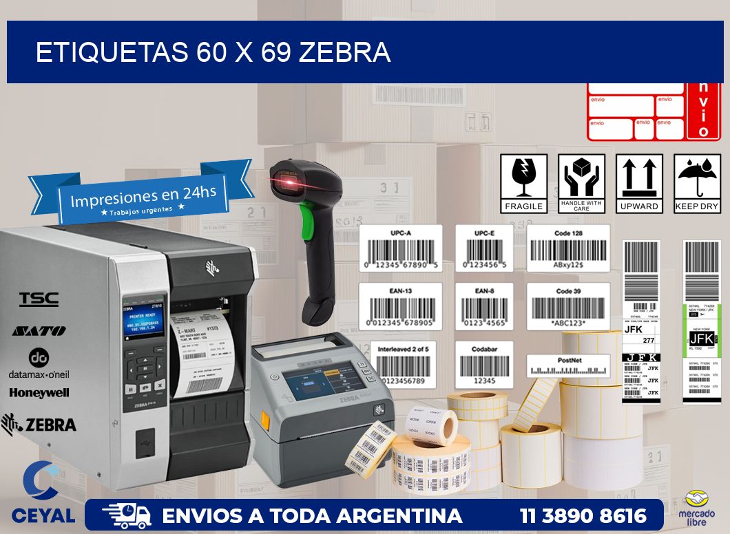 ETIQUETAS 60 x 69 ZEBRA