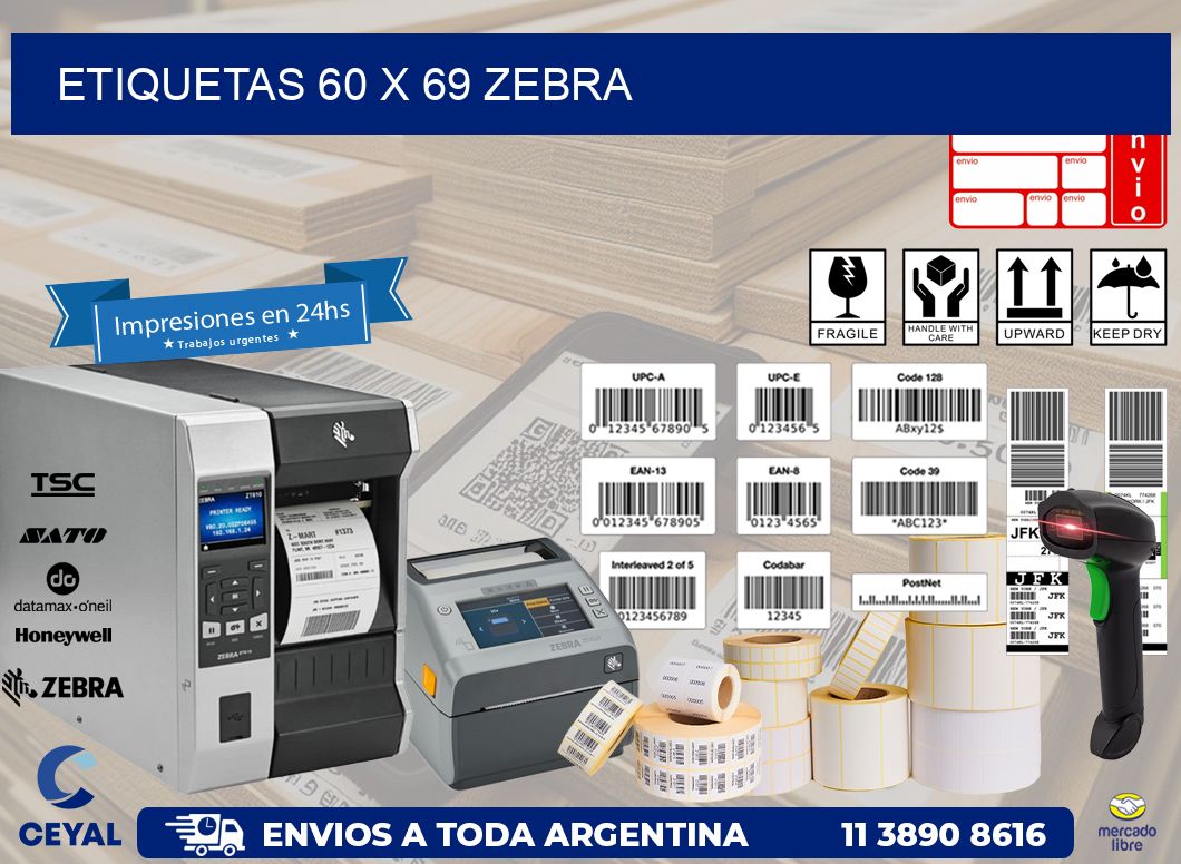 ETIQUETAS 60 x 69 ZEBRA