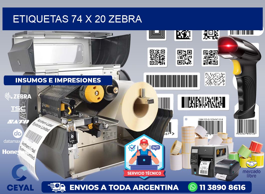 ETIQUETAS 74 x 20 ZEBRA