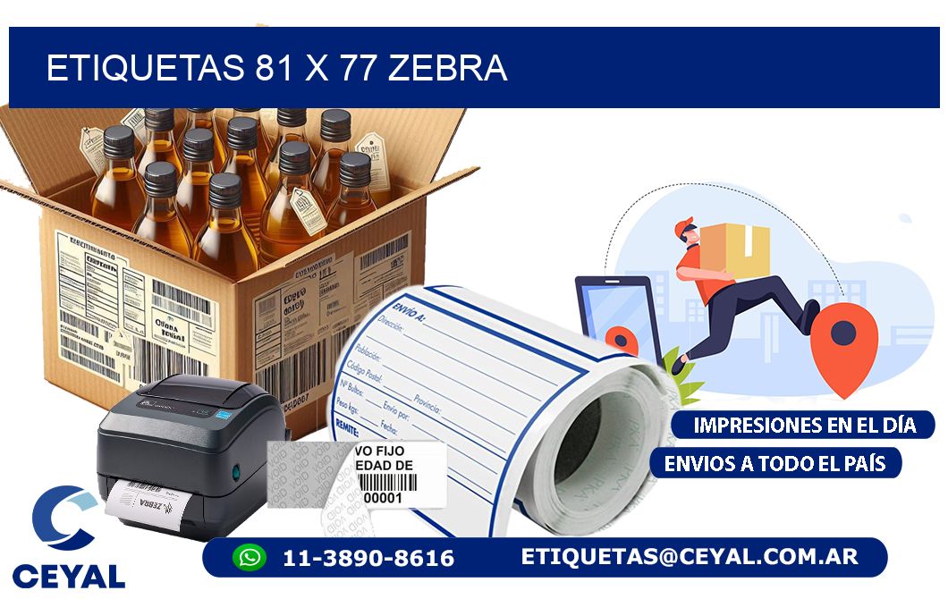 ETIQUETAS 81 x 77 ZEBRA