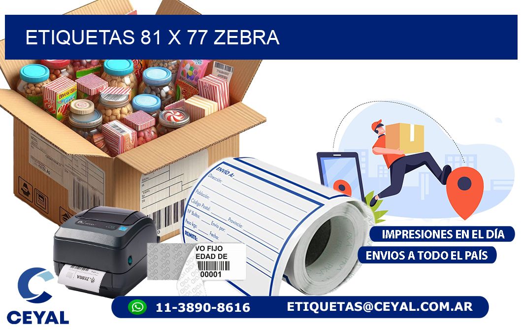 ETIQUETAS 81 x 77 ZEBRA