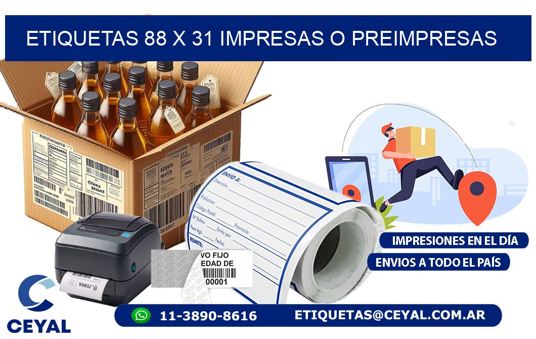 ETIQUETAS 88 x 31 IMPRESAS O PREIMPRESAS