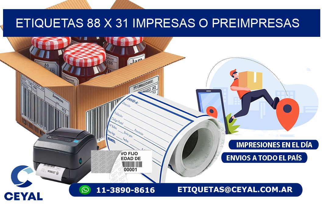 ETIQUETAS 88 x 31 IMPRESAS O PREIMPRESAS