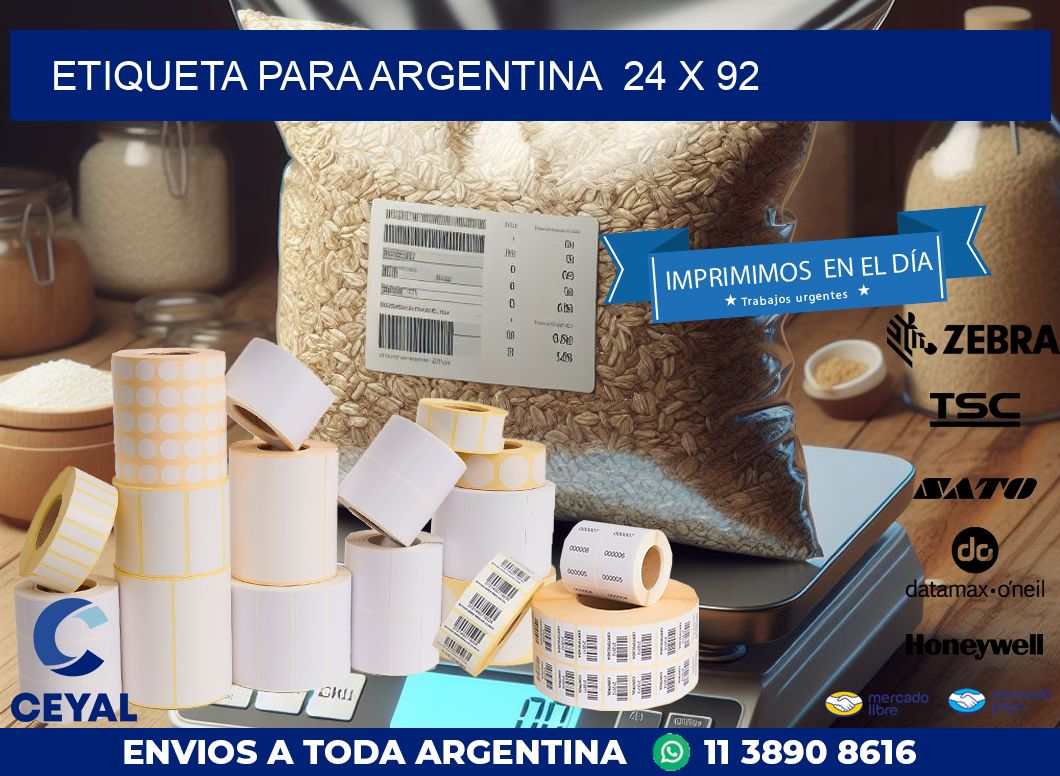 etiqueta para Argentina  24 x 92