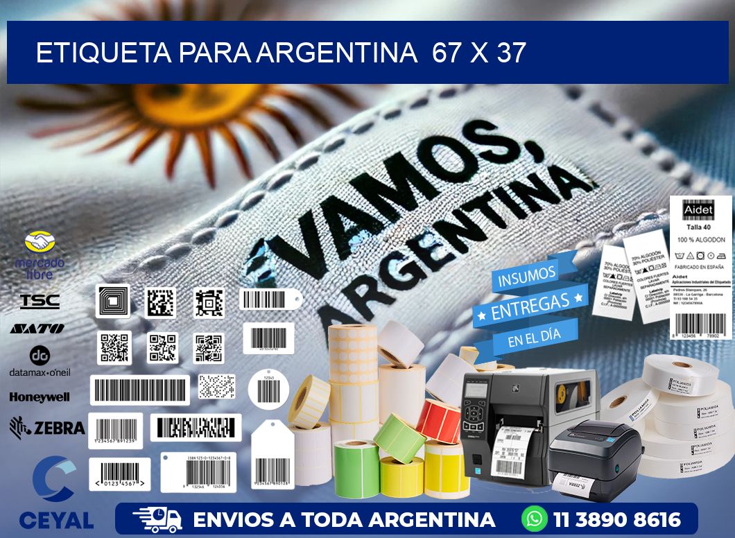 etiqueta para Argentina  67 x 37