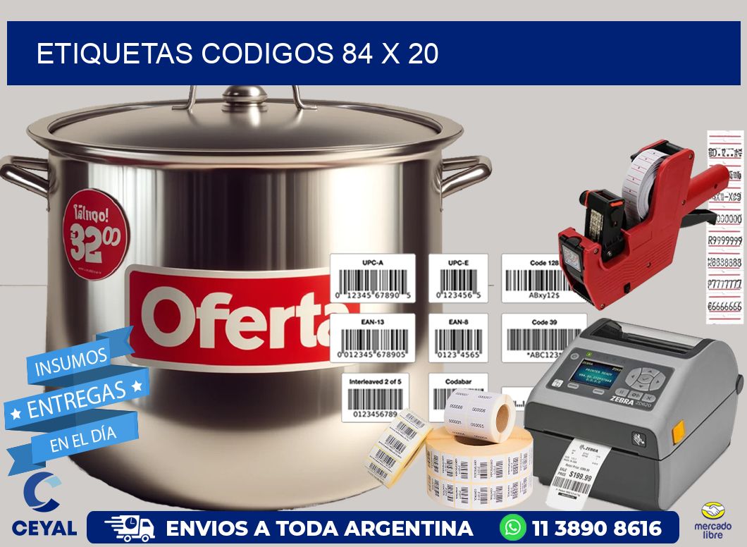 etiquetas codigos 84 x 20