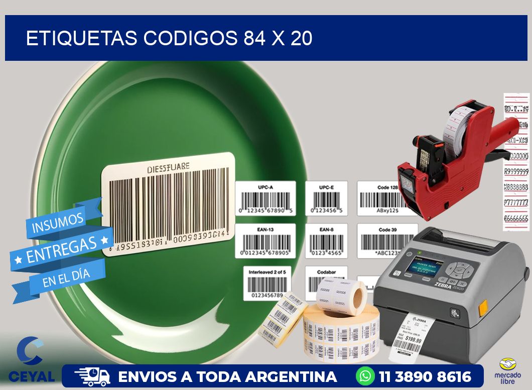 etiquetas codigos 84 x 20