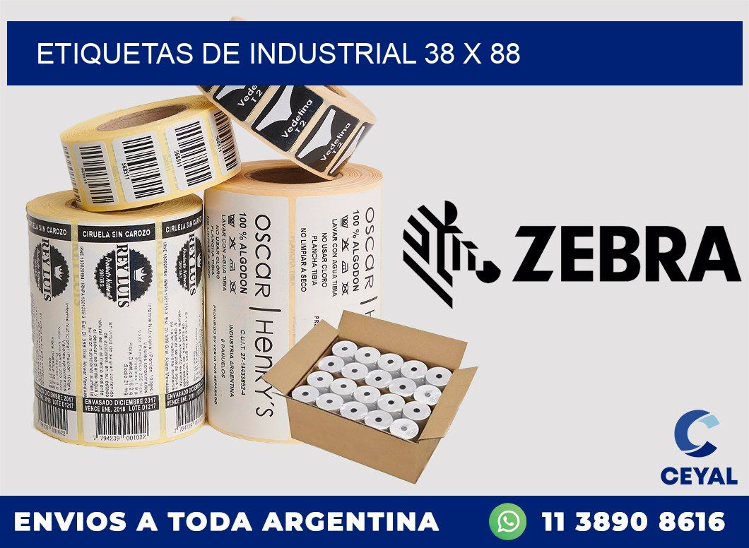 etiquetas de industrial 38 x 88