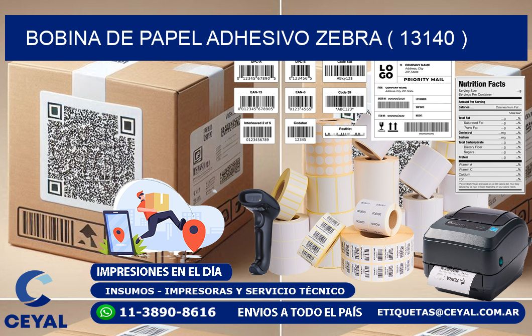 BOBINA DE PAPEL ADHESIVO ZEBRA ( 13140 )