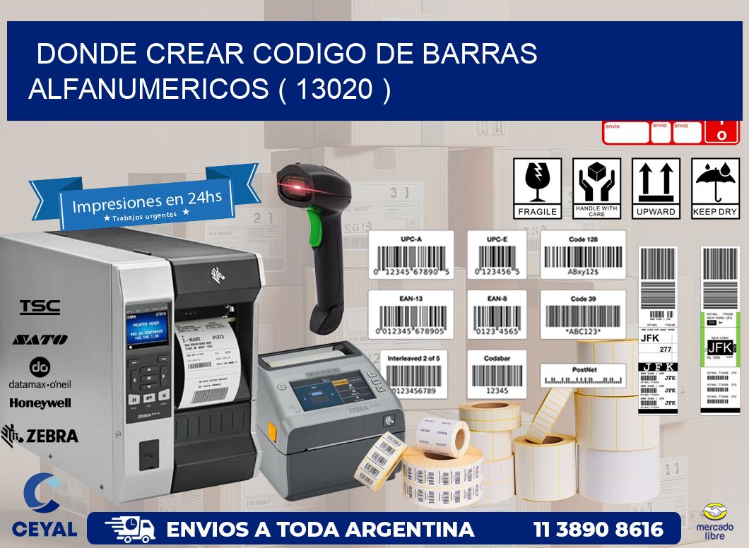 DONDE CREAR CODIGO DE BARRAS ALFANUMERICOS ( 13020 )