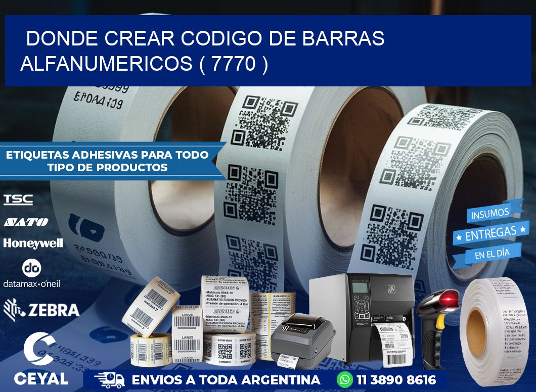 DONDE CREAR CODIGO DE BARRAS ALFANUMERICOS ( 7770 )