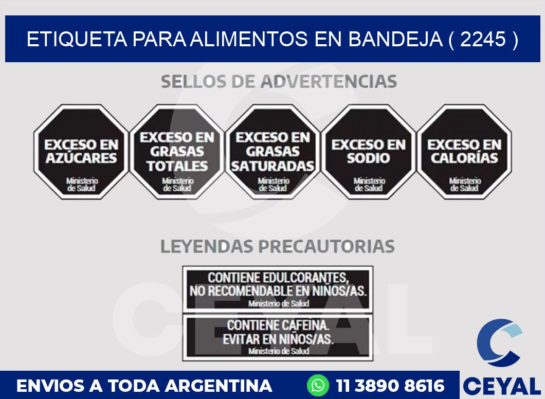 ETIQUETA PARA ALIMENTOS EN BANDEJA ( 2245 )
