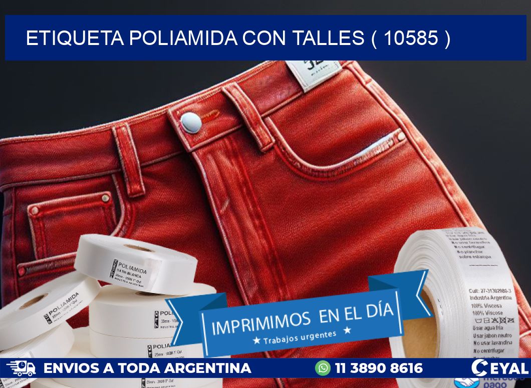 ETIQUETA POLIAMIDA CON TALLES ( 10585 )