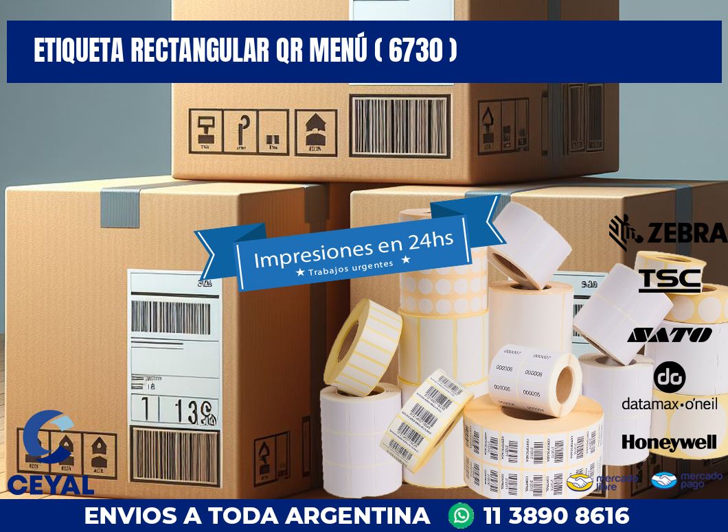 ETIQUETA RECTANGULAR QR MENÚ ( 6730 )