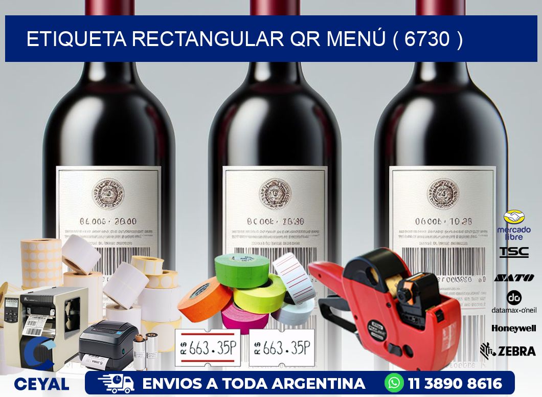 ETIQUETA RECTANGULAR QR MENÚ ( 6730 )