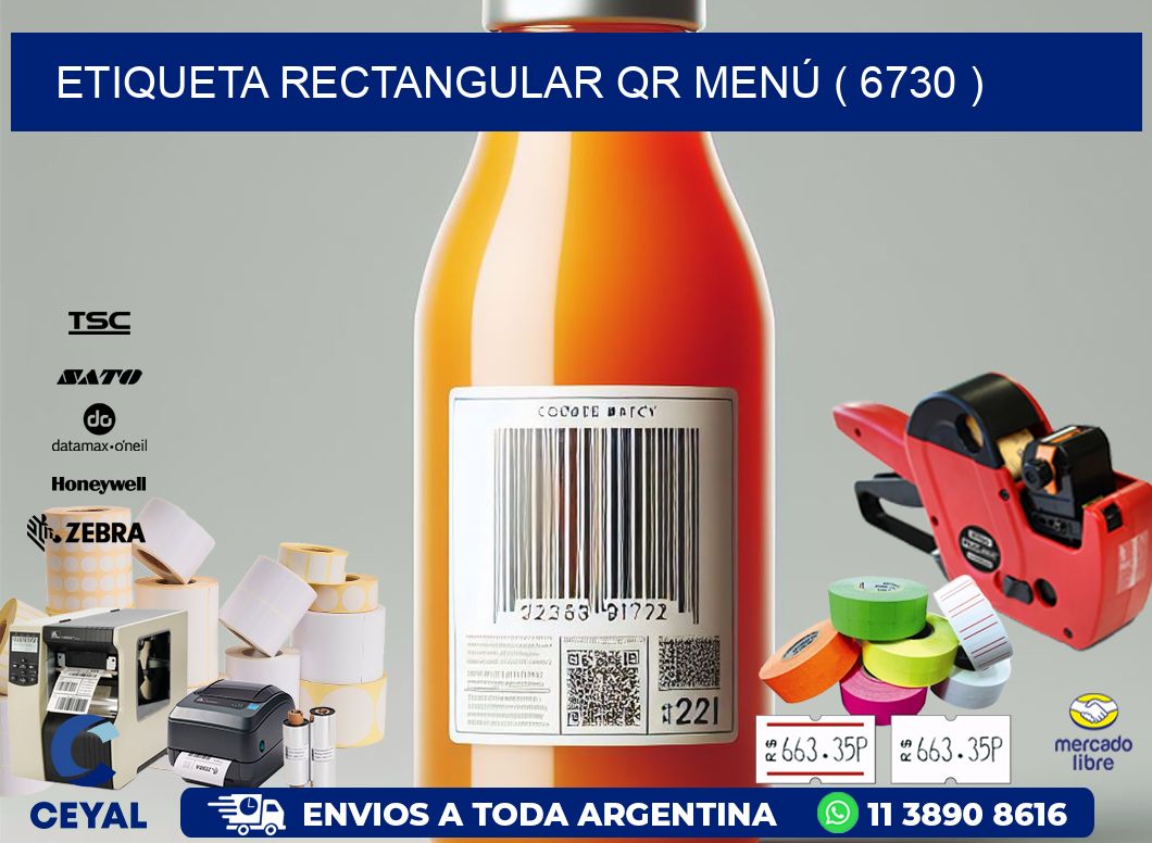 ETIQUETA RECTANGULAR QR MENÚ ( 6730 )