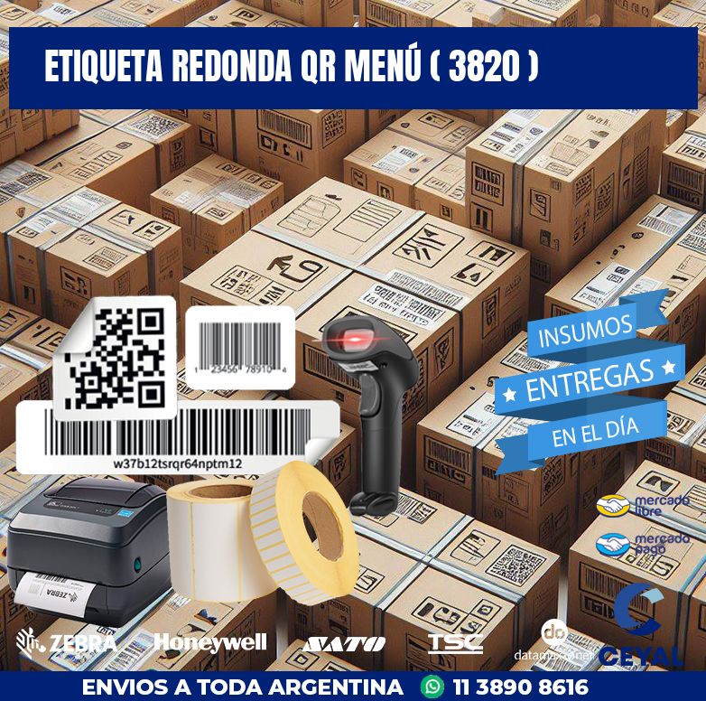 ETIQUETA REDONDA QR MENÚ ( 3820 )